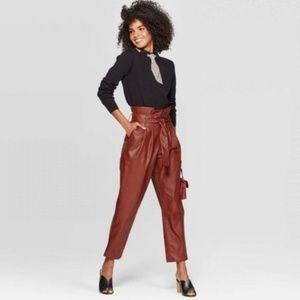 Who What Wear Faux Leather Brown Pants